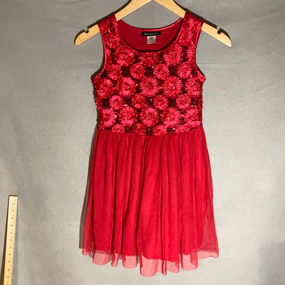 Red with sequins girls dress Sz 8